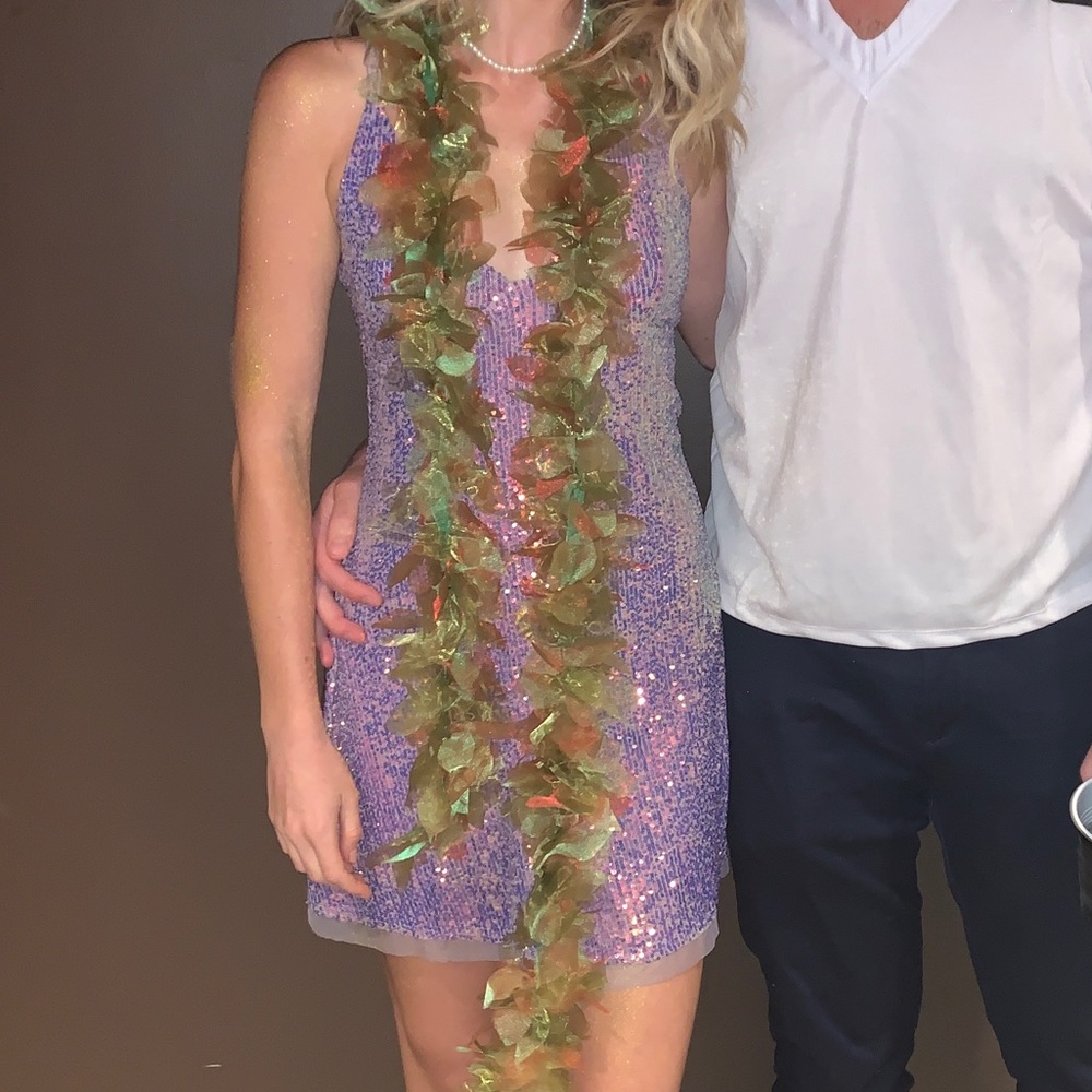 Purple Sequin Mini Dress